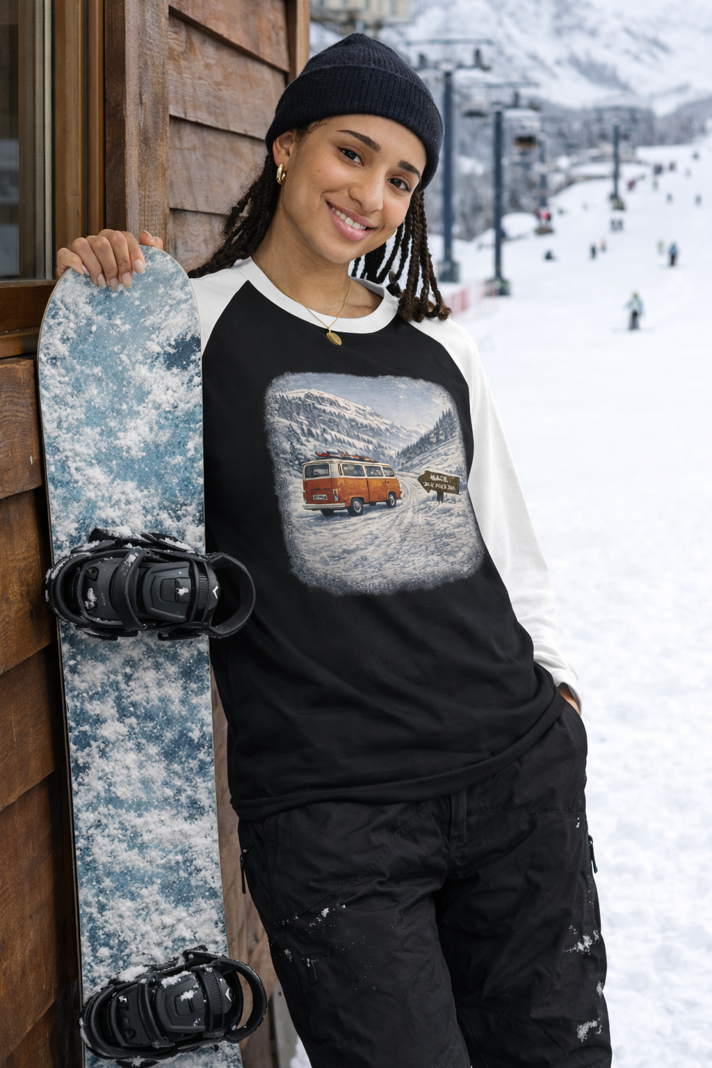 Vintage Ski Van Raglan ¾ Sleeve Tee